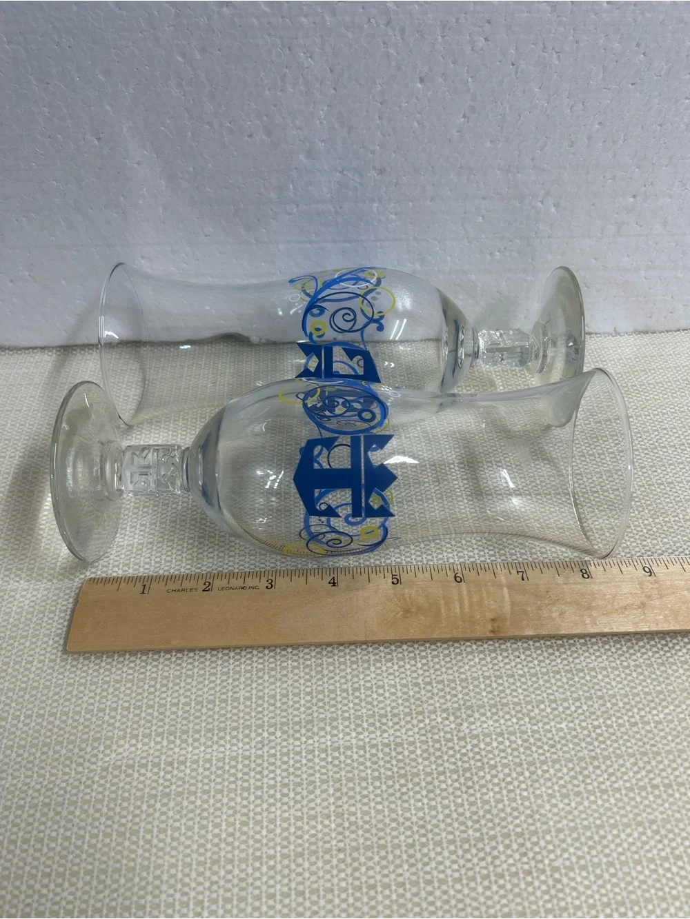 Royal Blue Decorative Hurricane Glasses - Set of 2
